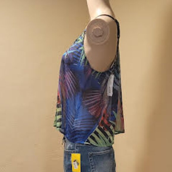 NWT Decree sheer vibrant colored adjustable strap tank top - Size Medium - Picture 4 of 8